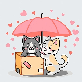 Картина по номерам Котики в коробке (30х30 см)