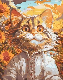 Алмазна мозаїка Котик у вишиванці (40х50 см)