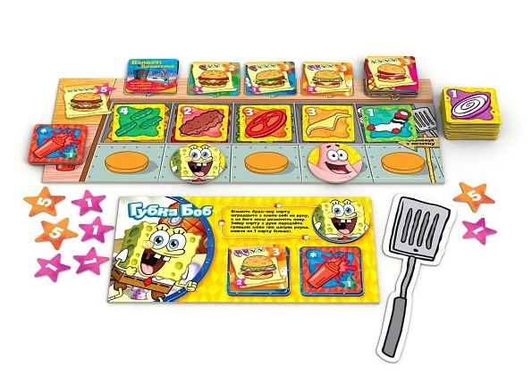 Купити Настольная игра Губка Боб: Эксперт по бургерам (Spongebob Squarepants), бренду Rozum - 4 - KUBIX Настольная игра Губка Боб: Эксперт по бургерам (Spongebob Squarepants), бренду Rozum, для 2-5 гравців, час гри < 30мин. - 4 - KUBIX