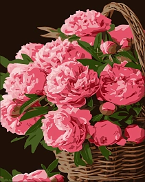 Картина по номерам "Корзина пионов" (40х50 см)