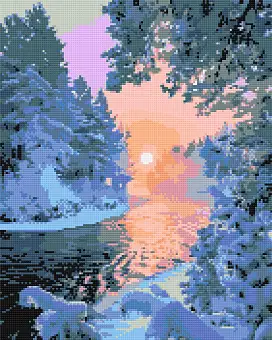 Алмазная мозаика Зимний пейзаж (40х50 см)