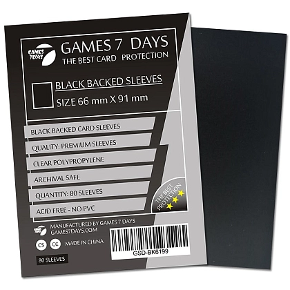 Протекторы Games7Days (66 х 91 мм / 63.5x88 мм) Black Premium MTG (100 шт), бренду Games 7Days - KUBIX