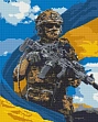 Миниатюра товара Алмазная мозаика Воин ЗСУ с флагом (40х50 см) - 1