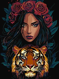 Картина по номерам Девушка с тигром (30х40 см)