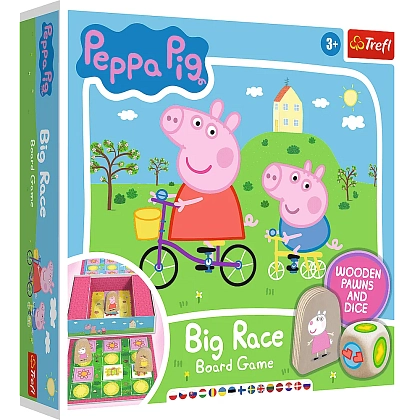 Настільна гра Великі перегони. Свинка Пеппа (Big Race. Peppa Pig), бренду Trefl, для 2-3 гравців, час гри < 30хв. - KUBIX
