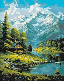 Алмазная мозаика Горный пейзаж (40х50 см) - KUBIX Алмазная мозаика Горный пейзаж (40х50 см)