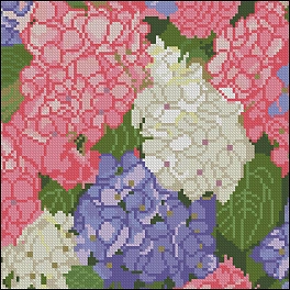 Алмазная мозаика Яркие гортензии (30х30 см)