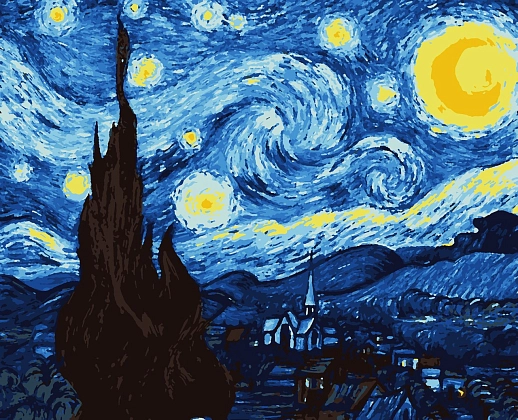 Картина по номерам Зоряна ніч Ван Гог (40х50 см), бренду Artissimo - KUBIX