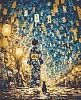 Алмазна мозаїка Японська ніч. Дівчина з котом (40х50 см)