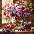 Миниатюра товара Картина по номерам Букет цветов и фрукты (40х40 см) - 1