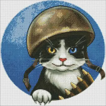 Алмазна мозаїка Войовничий котик (40х40 см)