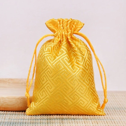 Мішечок жовтий парчевий 10х14 см (Парчовий ) - KUBIX