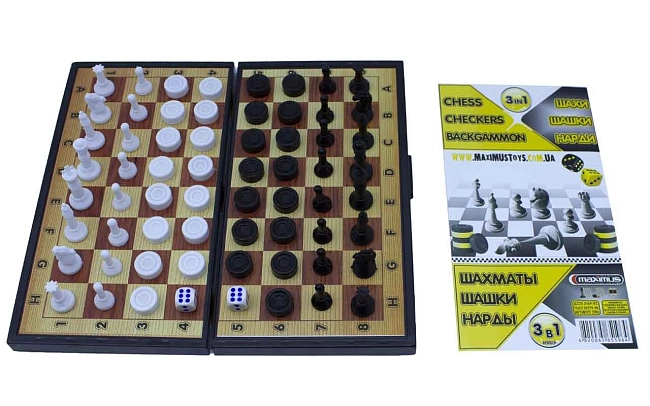 Настольная игра Набор 3 в 1 (шинели, шахматы и нарды), бренду Maximus, для 2-2 гравців - 2 - KUBIX