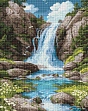 Миниатюра товара Алмазная мозаика Горный водопад (40х50 см) - 1
