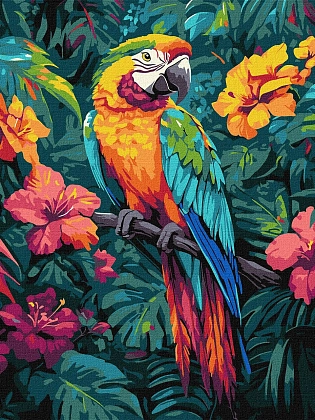 Картина по номерам Яркий попугай (30х40 см), бренду Идейка - KUBIX