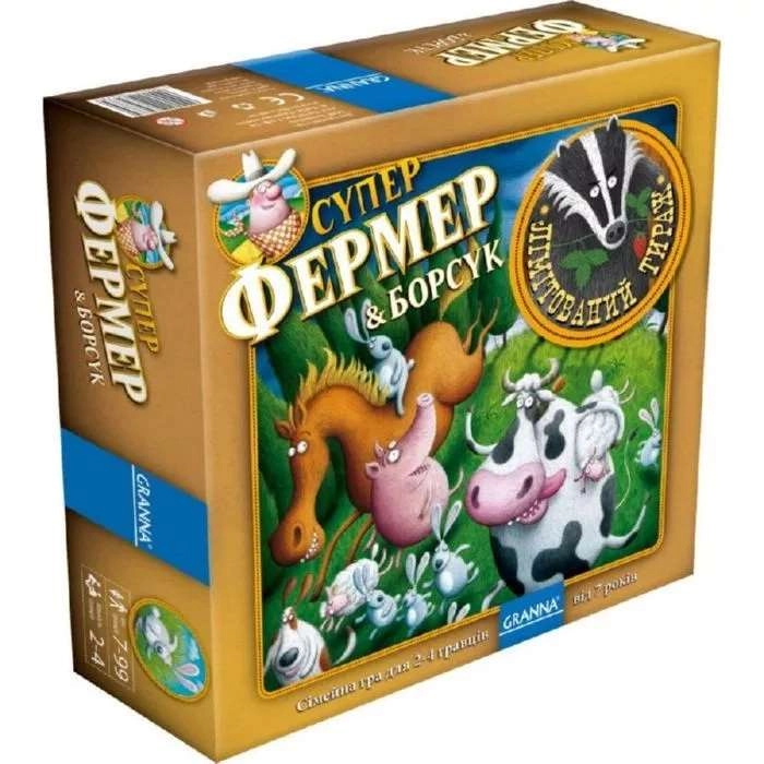 Настольная игра СуперФермер и Борсук, бренду Granna, для 2-4 гравців, час гри < 30мин. - KUBIX