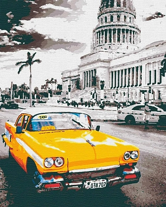 Картина по номерам Yellow cab la Havana (40х50 см), бренду Riviera Blanca - KUBIX