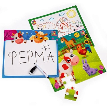 Настольная игра Набор 4в1. Ферма, бренду Vladi Toys, для 1-2 гравців - 3 - KUBIX
