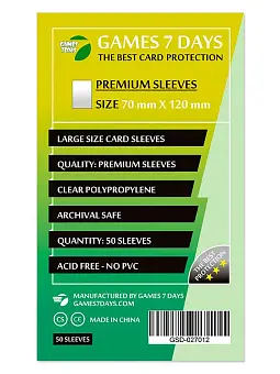 Протектори Games7Days (70 x 120 мм) Premium Large Size (50 шт)