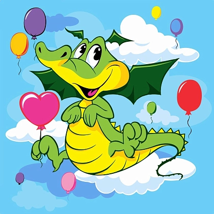 Картина по номерам Воздушный дракончик (30х30 см), бренду Strateg - KUBIX