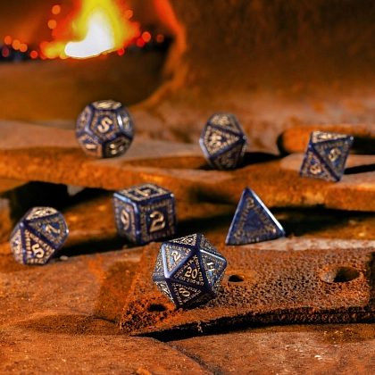 Набір кубиків Runic Mixed-blue & gold Dice Set, бренду Q-Workshop - 4 - KUBIX