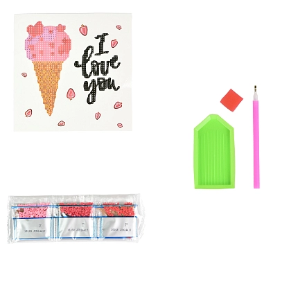 Алмазная мозаика Мороженое с любовью на бумажной основе (18х18 см), бренду Strateg - 2 - KUBIX