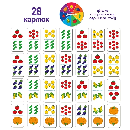 Настольная игра Домино. Фрукты и овощи, бренду Ludum (Magdum), для 2-4 гравців - 3 - KUBIX