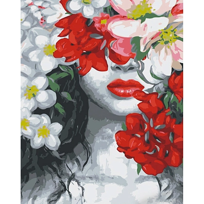 Картина по номерам Червоні уста (40х50 см), бренду Strateg - KUBIX