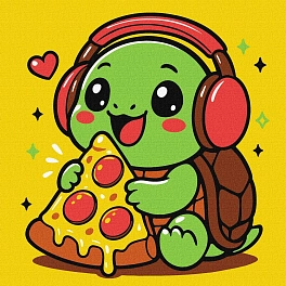 Картина по номерам Черепашка с пиццей (25х25 см)