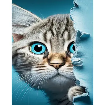 Алмазная мозаика Котик с голубыми глазками (40х50 см)