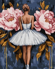 Картина по номерам Балерина с розовыми пионами (40х50 см)