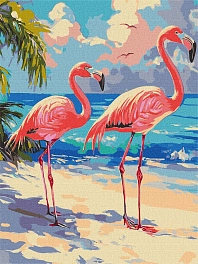 Картина по номерам Розовые фламинго (30х40 см)
