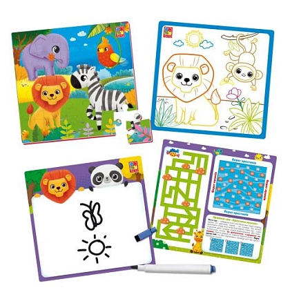 Настольная игра Набор 4 в 1. Зоопарк, бренду Vladi Toys, для 1-2 гравців - 2 - KUBIX