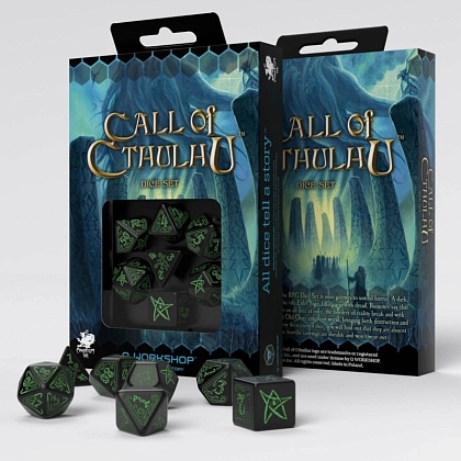 Набор кубиков Call of Cthulhu Black & green Dice Set (7 шт.), бренду Q-Workshop - KUBIX
