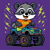 Картина по номерам Енот и машина (25х25 см)