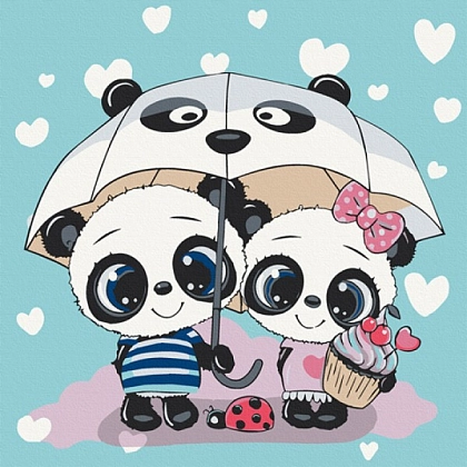 Картина по номерам Пандочки під парасолькою (30х30 см), бренду Art Craft - KUBIX