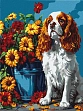 Мініатюра товару Картина по номерам Спаніель біля квітів (30х40 см) - 1