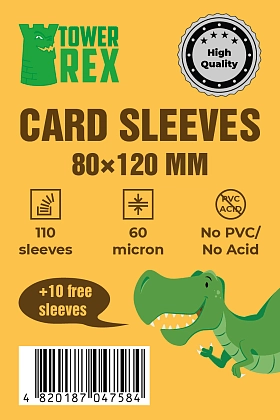 Протекторы 60 микрона 80*120 (Cards Sleeves 60 micron 80*120), бренду Tower Rex - KUBIX