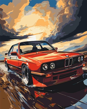 Картина по номерам BMW E34 (40х50 см), бренду Origami - KUBIX