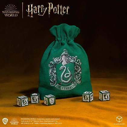 Набор кубиков с мешочком Harry Potter. Slytherin Dice & Pouch - 3 - KUBIX
