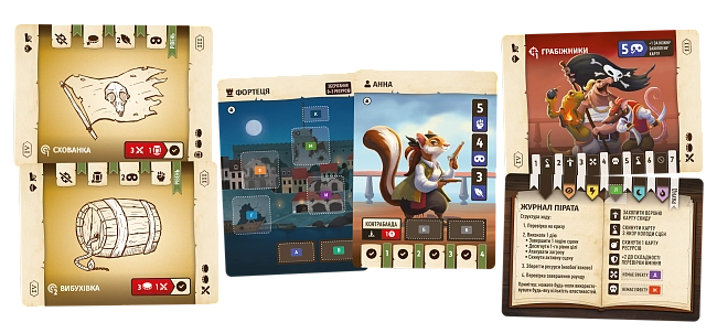 Настільна гра Хвостаті пригоди. Піратський спадок (Wildtails: A Pirate Legacy), бренду Geekach Games, для 1-2 гравців, час гри < 30хв. - 3 - KUBIX