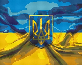 Алмазна мозаїка Герб та прапор України (40х50 см)