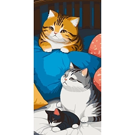 Картина по номерам Коты на отдыхе (40х80 см)
