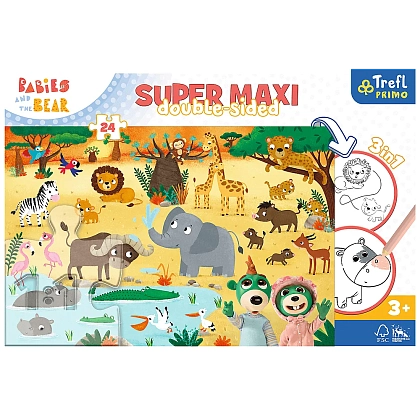 Пазл + Розмальовка. Дітки на сафарі (24 шт.), бренду Trefl - 3 - KUBIX