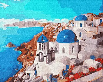 Картина по номерам Солнечное Санторини (40х50 см) - KUBIX Картина по номерам Солнечное Санторини (40х50 см)