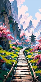 Картина по номерам Таинственный японский сад (40х80 см)