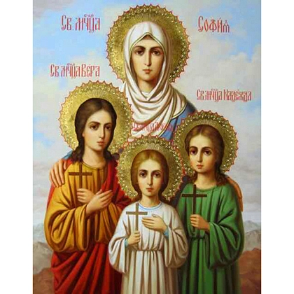Алмазна мозаїка Ікона Віри, Надії, Любові та їх матері Софії (40х50 см), бренду Strateg - KUBIX