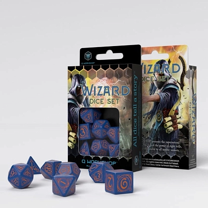 Набор кубиков Wizard Dark-Blue & Orange Dice Set, бренду Q-Workshop - KUBIX