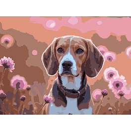Картина за номерами Квітковий пес (30х40 см)
