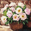 Миниатюра товара Картина по номерам Нежные цветы в корзине (40х40 см) - 1